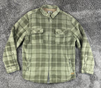 Voyager Mens Green Plaid Sherpa Lined Fleece Shirt Jacket Snap Shacket Sz Large