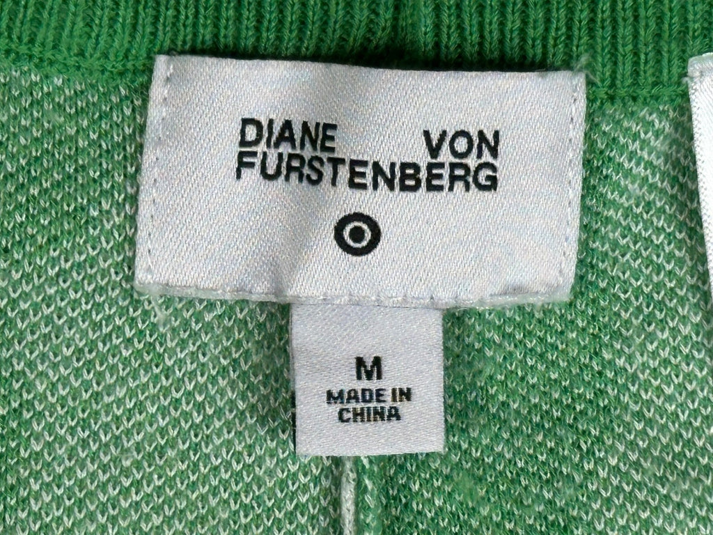 Diane von Furstenberg Womens M Green Ginkgo Sweater Knit Flare Pants