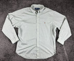 Vintage Polo Ralph Lauren Shirt Mens Classic Fit Sage Green LS Sz 18 36/37