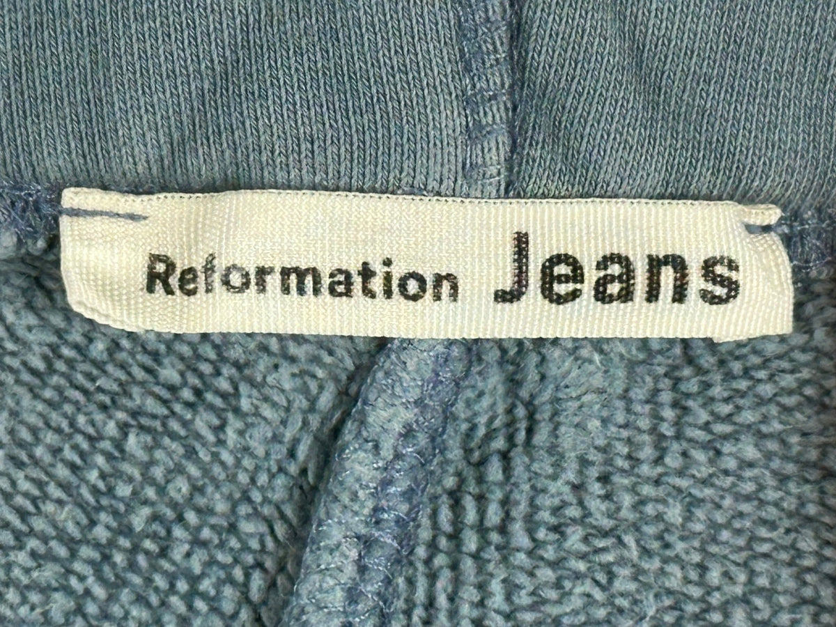 Reformation Jeans Womens L Blue French Terry Raw Hem Sweat Shorts USA