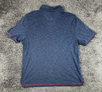 Nat Nast Mens L Blue Textured Polo Shirt Red Stitching Short Sleeve