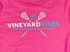Vineyard Vines Womens S Pink Lacrosse Graphic Long Sleeve Pocket T-Shirt