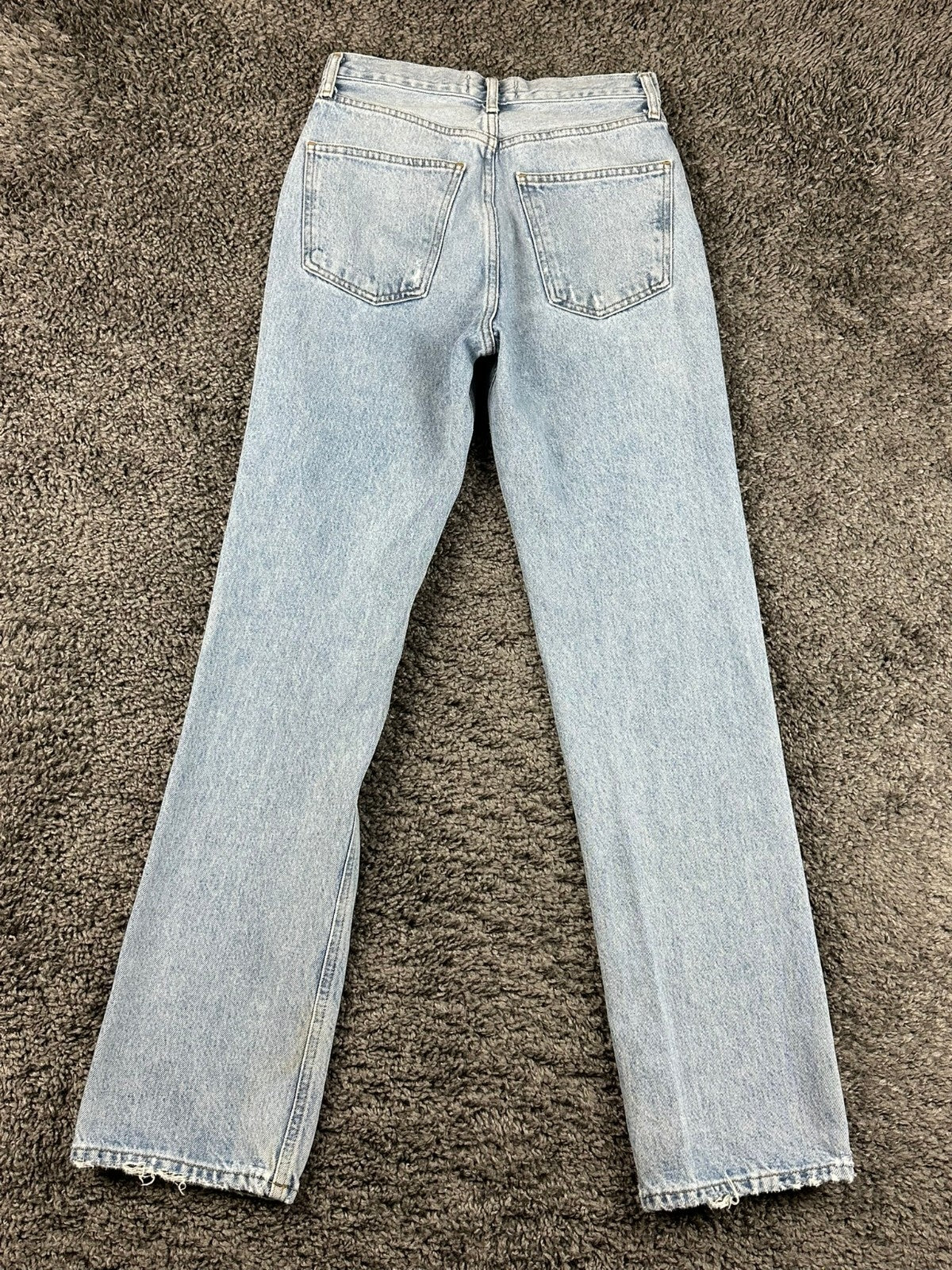 AGOLDE Womens 23 Riptide Lana Straight Leg Distressed Organic Cotton Jeans
