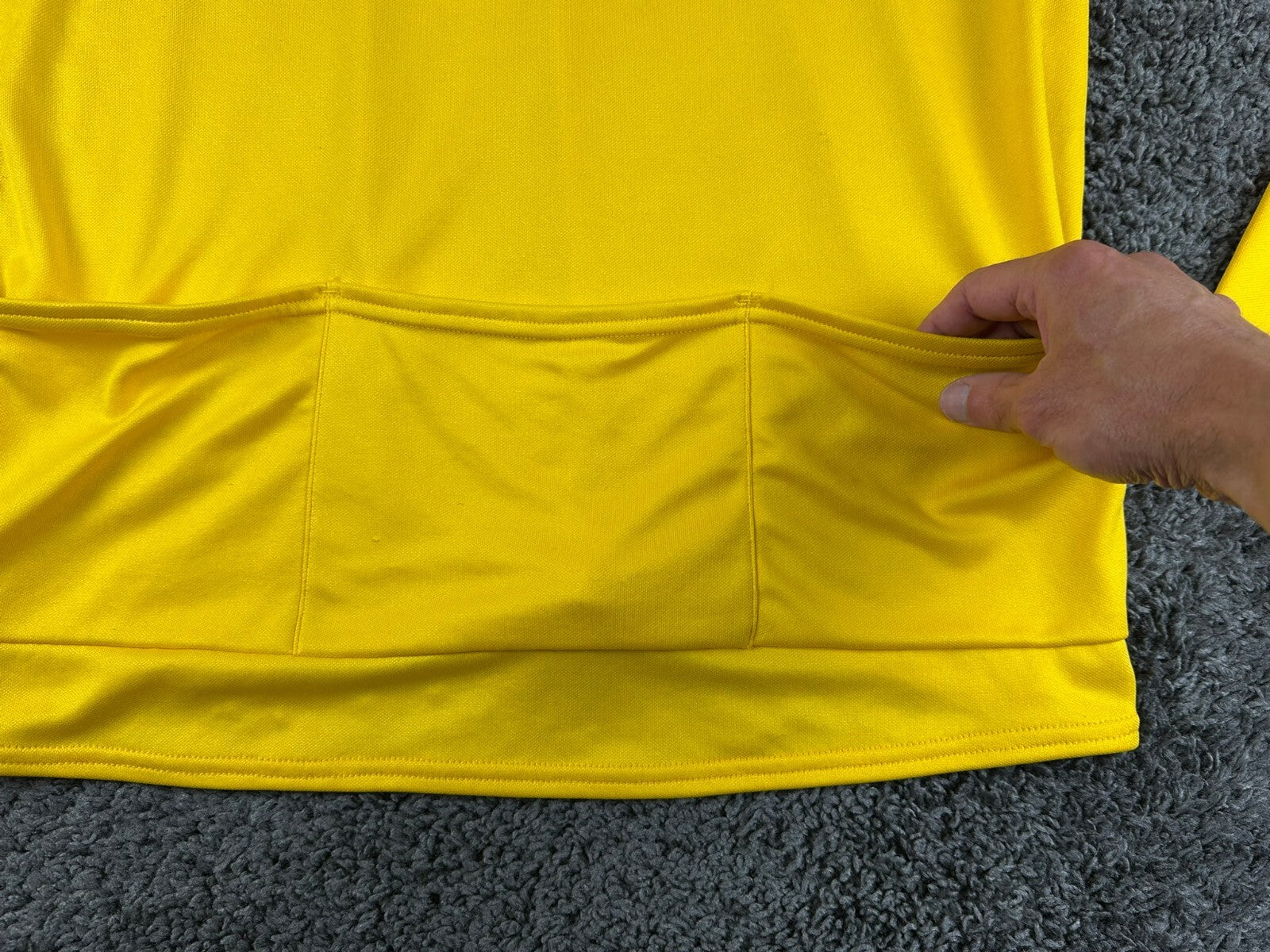 Vintage Performance Mens  Long Sleeve Cycling Jersey Yellow 1/4 Zip Y2K Sz Large