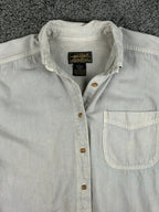 Vintage Eddie Bauer Mens L Light Gray 100% Cotton Button Down Shirt