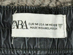 Zara Mens Wide Leg Cargo Pants Baggy Multi Pocket Washed Gray Black Size M