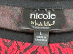 Nicole Miller Dress Red Black Zebra Animal Print Sheath Long Sleeve Knit Sv L