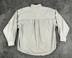 Vintage Eddie Bauer Mens L Light Gray 100% Cotton Button Down Shirt