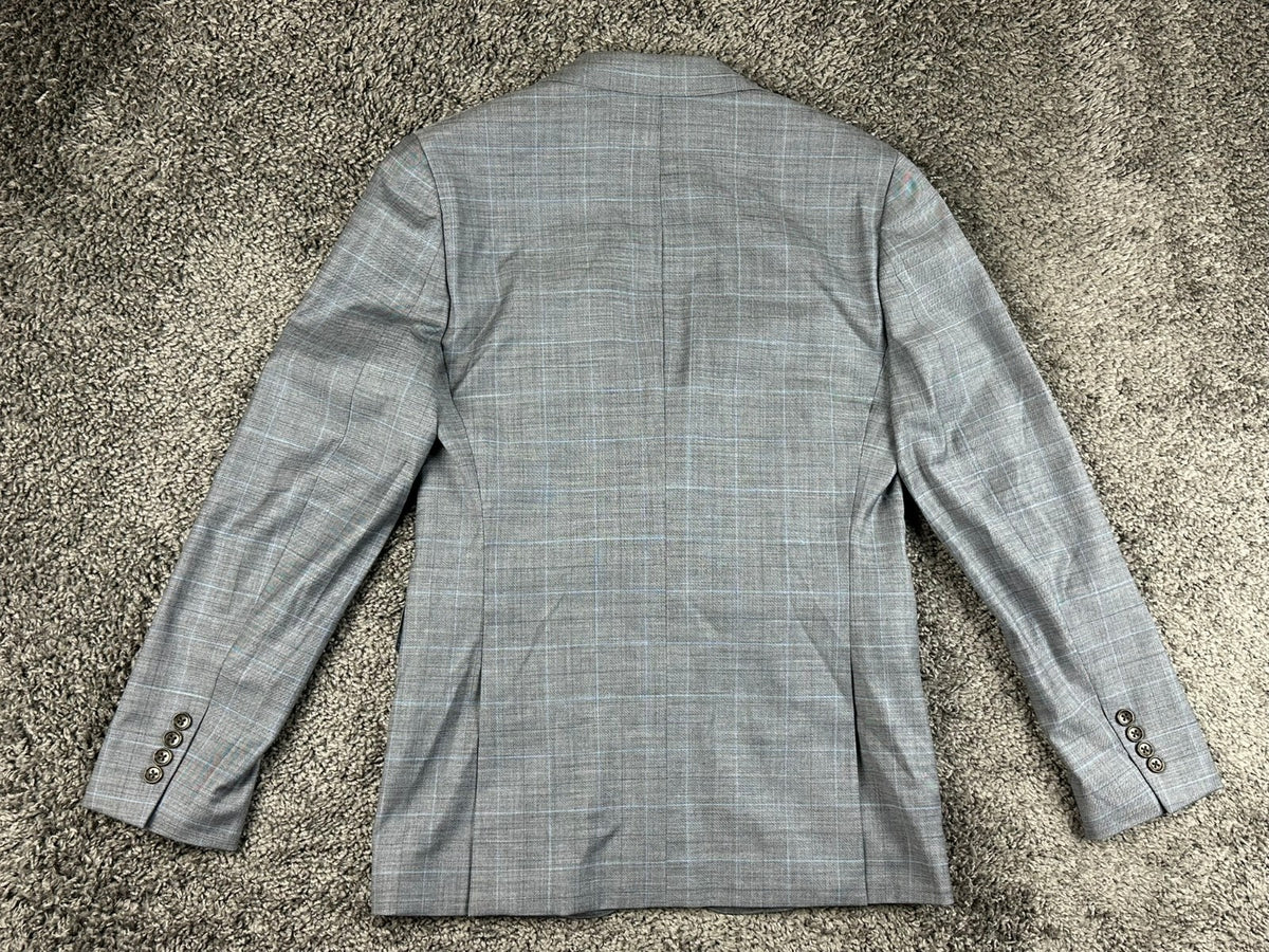 Bonobos Men's 38R Gray Plaid Slim Fit Wool Suit Jacket Blazer