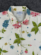 Hot Cotton by Marc Ware Women's 100% Linen Floral Short Sleeve Shirt XL