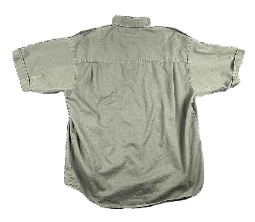 Vintage Columbia Mens XL Olive Green Cotton Safari Field Shirt Epaulets 90s