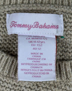 Tommy Bahama Girls M 10-12 Beige Cable Knit Sweater Pom Beanie 2 Piece Set