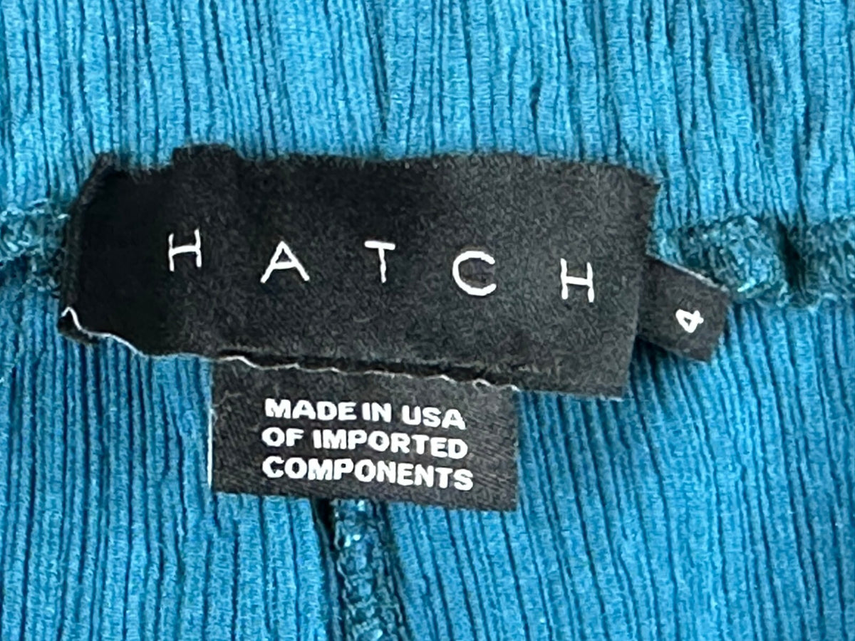 Hatch Women's Size 4 Blue Crinkle Pull-On Casual Pants Relaxed Trousers