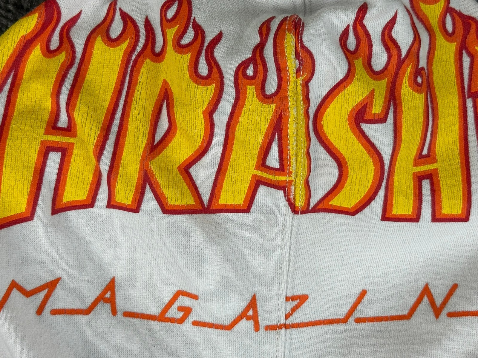 Vans x Thrasher Mens Hoodie White Flame Logo Pullover Skateboarding Sz Medium