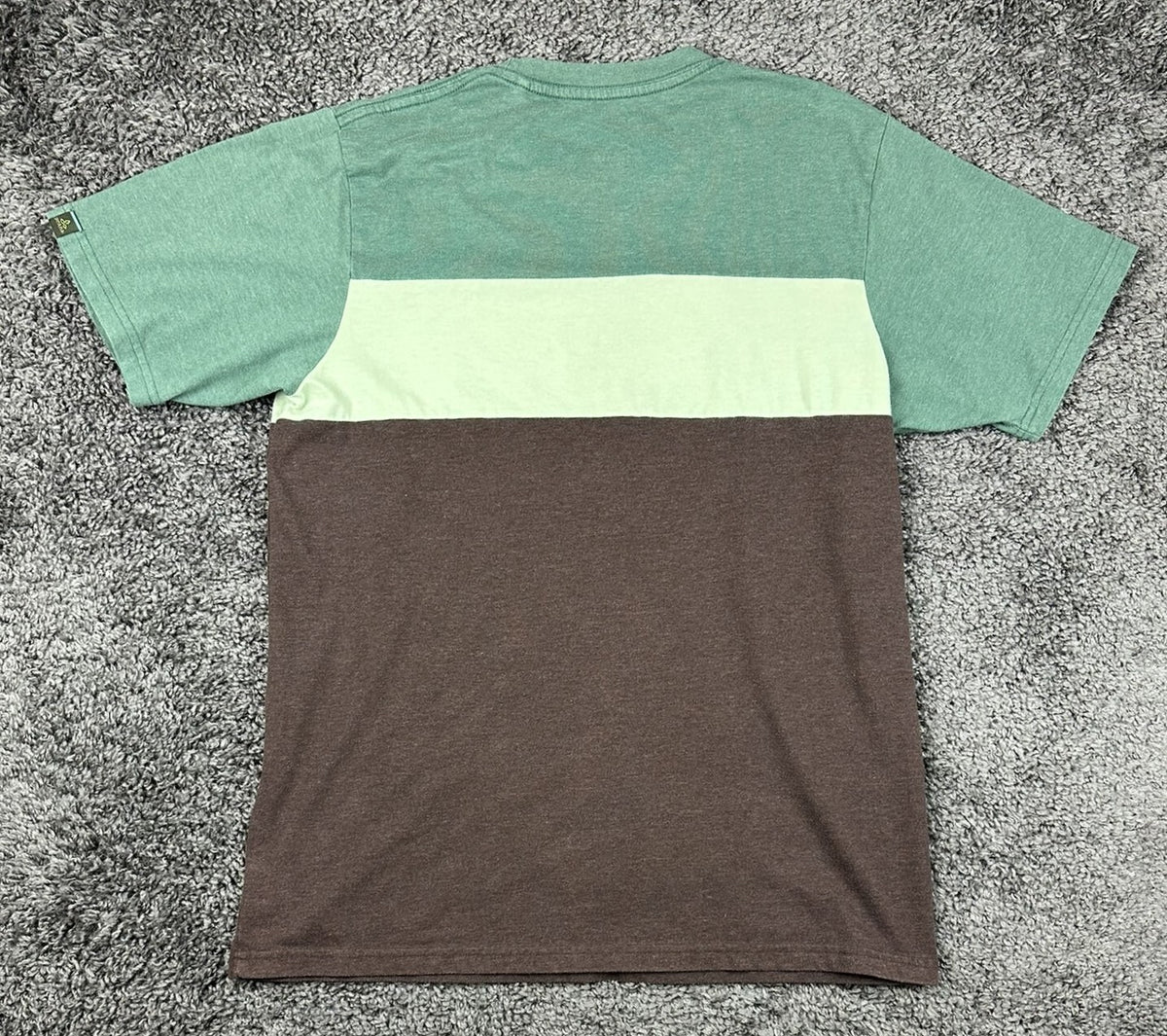 prAna Men's Colorblocked Organic Cotton T-Shirt Green Brown White Large