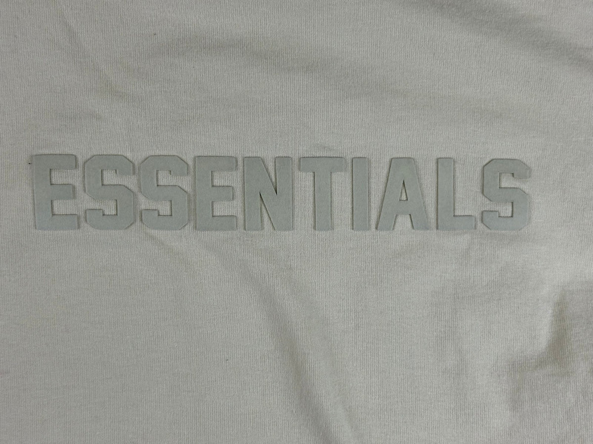 Fear of God Essentials T Shirt Mens Large L Cream Beige Oversized Boxy Logo Tee