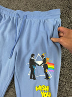 Pink Floyd Wish You Were Here Sweatpants Unisex Blue Graphic Joggers Sz L