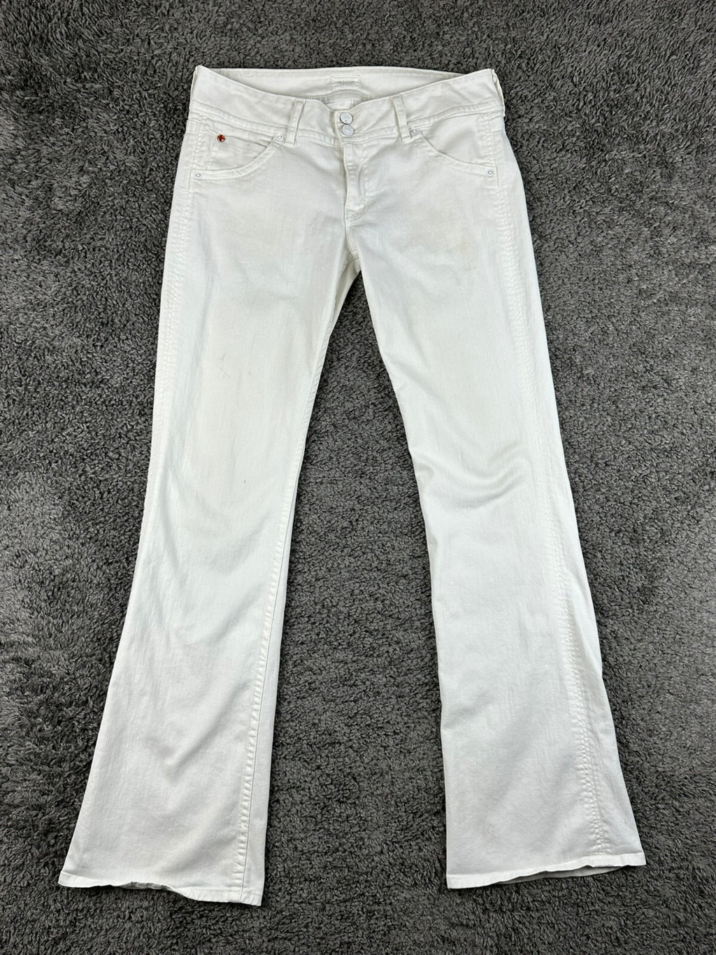 Hudson Womens Size 30 White Stretch Denim Bootcut Jeans Double Button