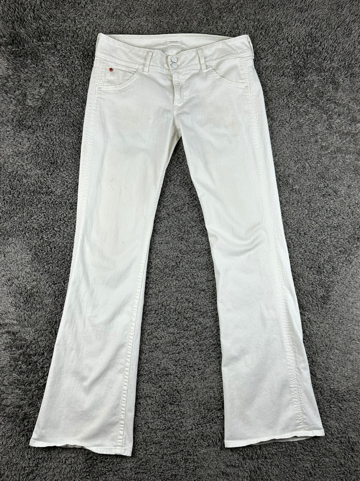 Hudson Womens Size 30 White Stretch Denim Bootcut Jeans Double Button