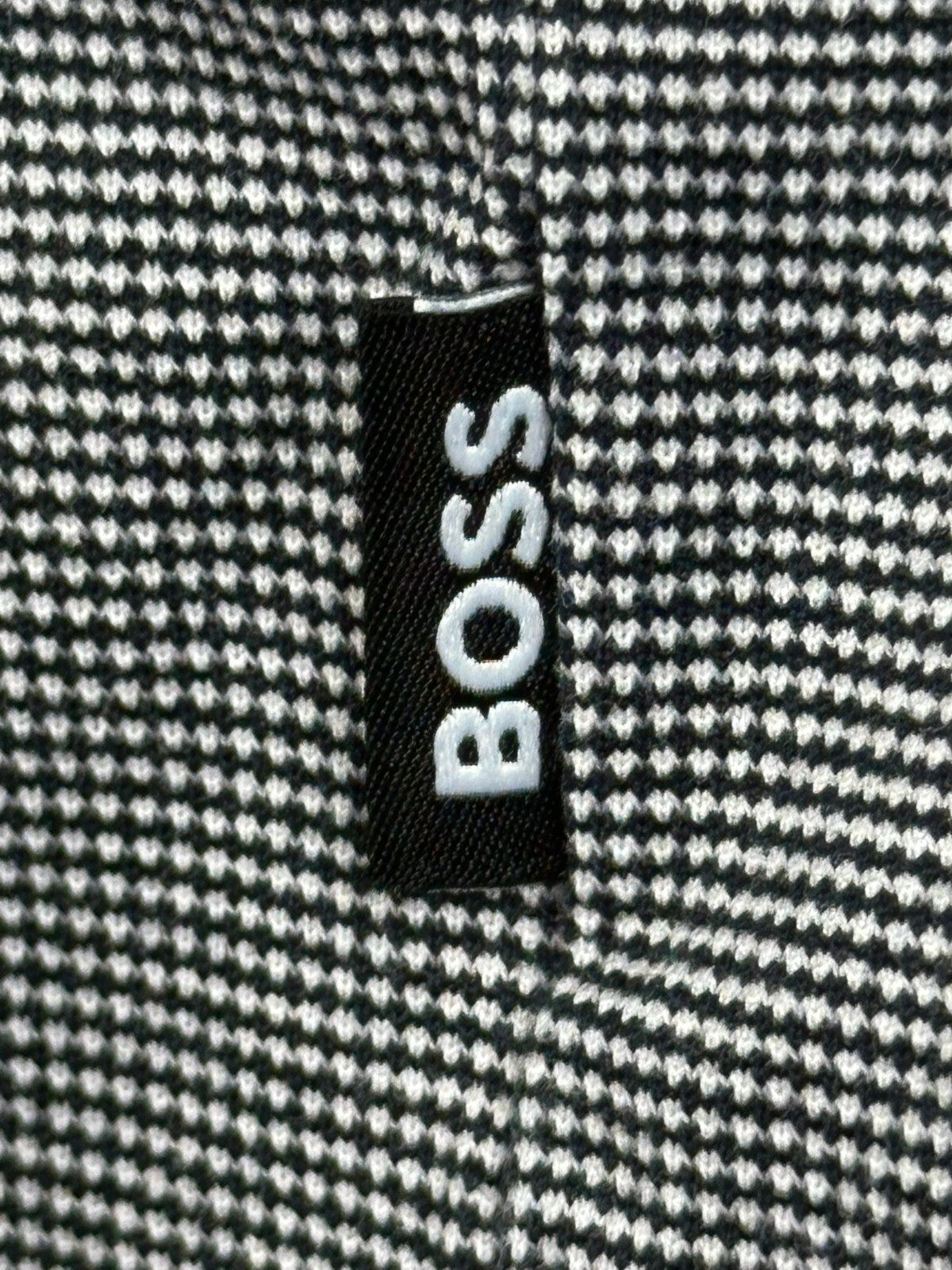 BOSS Hugo Boss Parlay 192 Mercerized Polo Shirt Men Gray Black Micro Pattern M
