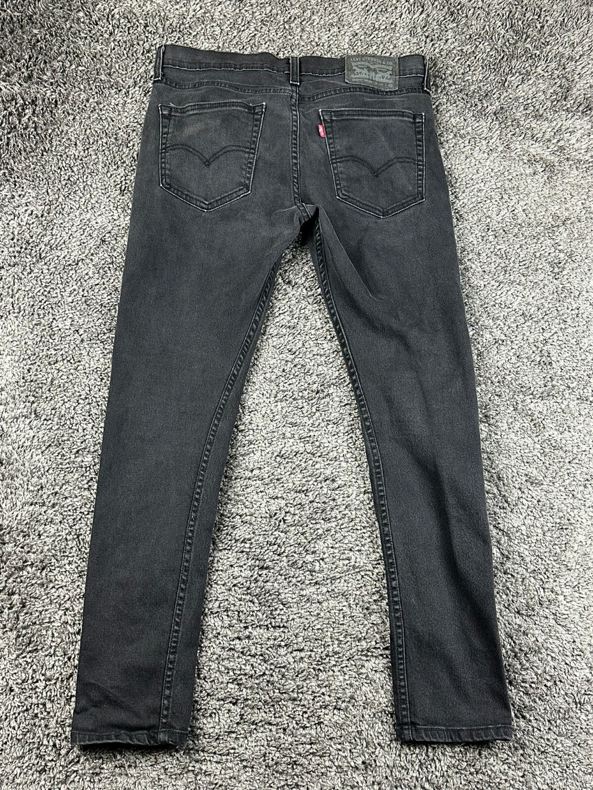 Levis Mens 32x30 Black Skinny Taper Jeans Washed Denim 5 Pocket Casual Pants