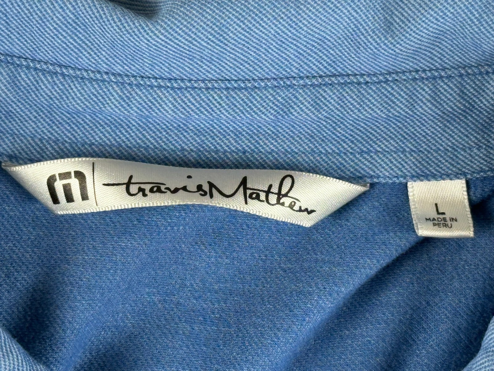 TravisMathew Polo Shirt Men Blue Pima Cotton Stretch Cranwell Golf Resort Sz L