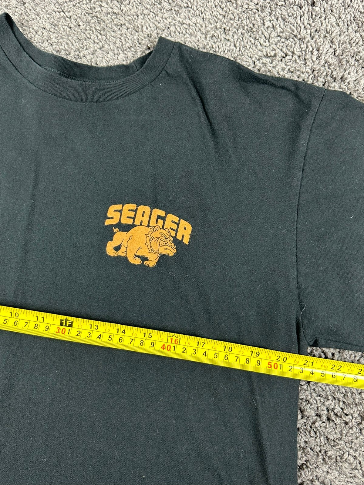 Seager Co Men's Bulldog T-Shirt Black Graphic Crew Neck Short Sleeve Cotton XL
