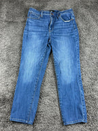 Talbots Straight Leg Jeans Womens Blue Stretch Denim Medium Wash Classic Pants 8