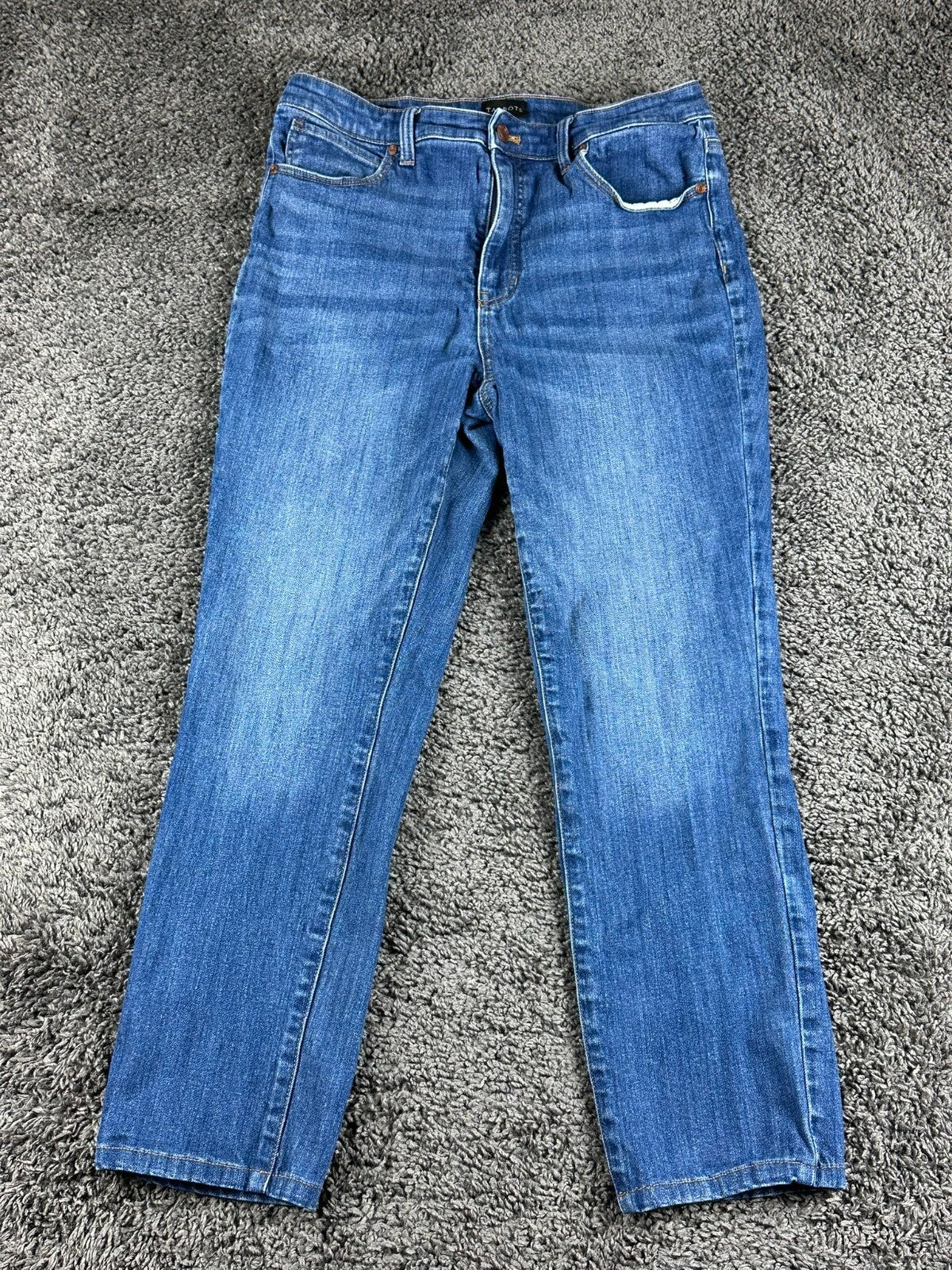Talbots Straight Leg Jeans Womens Blue Stretch Denim Medium Wash Classic Pants 8