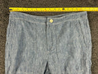 Lauren Ralph Lauren Womens 12 Blue Chambray Linen Wide Leg Crop Pants Pockets