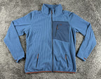 L.L.Bean Fleece Jacket Men Blue Full Zip Waffle Knit Thumbhole Cuffs Sz L