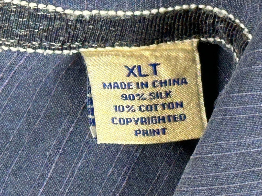 Tommy Bahama Mens XLT Blue Silk Cotton Embroidered Palm Camp Shirt Big Tall