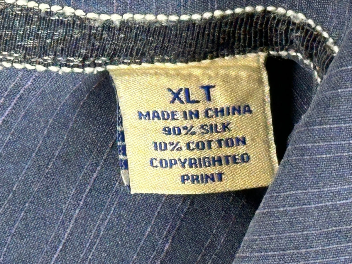 Tommy Bahama Mens XLT Blue Silk Cotton Embroidered Palm Camp Shirt Big Tall