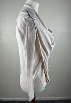 AllSaints Womens Size S Drina 100% Merino Wool Beige Asymmetric Zip Cardigan Top