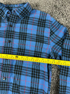 LL Bean Mens Scotch Plaid Flannel Shirt Slightly Fitted Blue Cotton Sz Medium