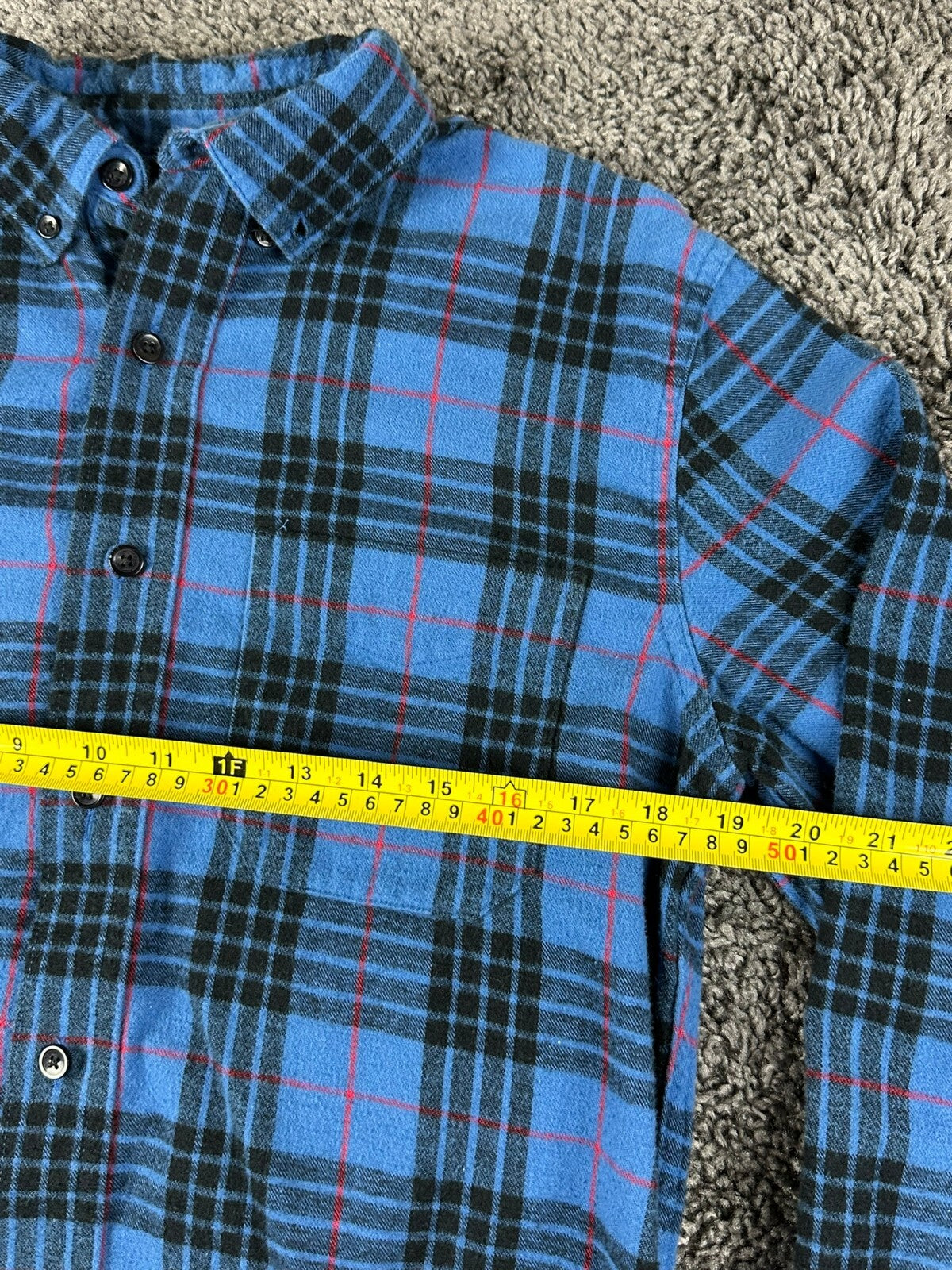 LL Bean Mens Scotch Plaid Flannel Shirt Slightly Fitted Blue Cotton Sz Medium