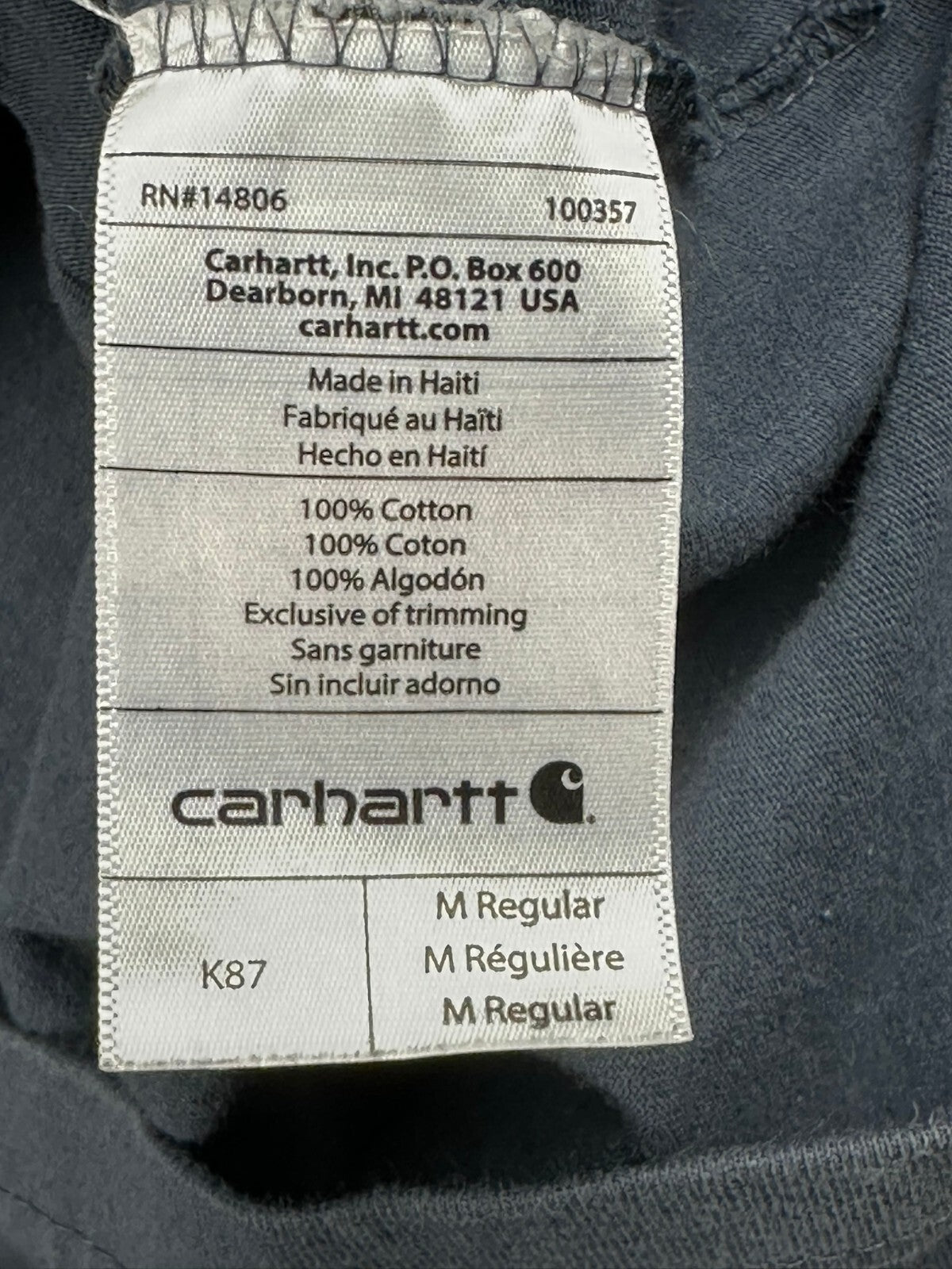 Carhartt x Sworn To Us Pocket T-Shirt Mens M Blue Graphic Flames Old English K87