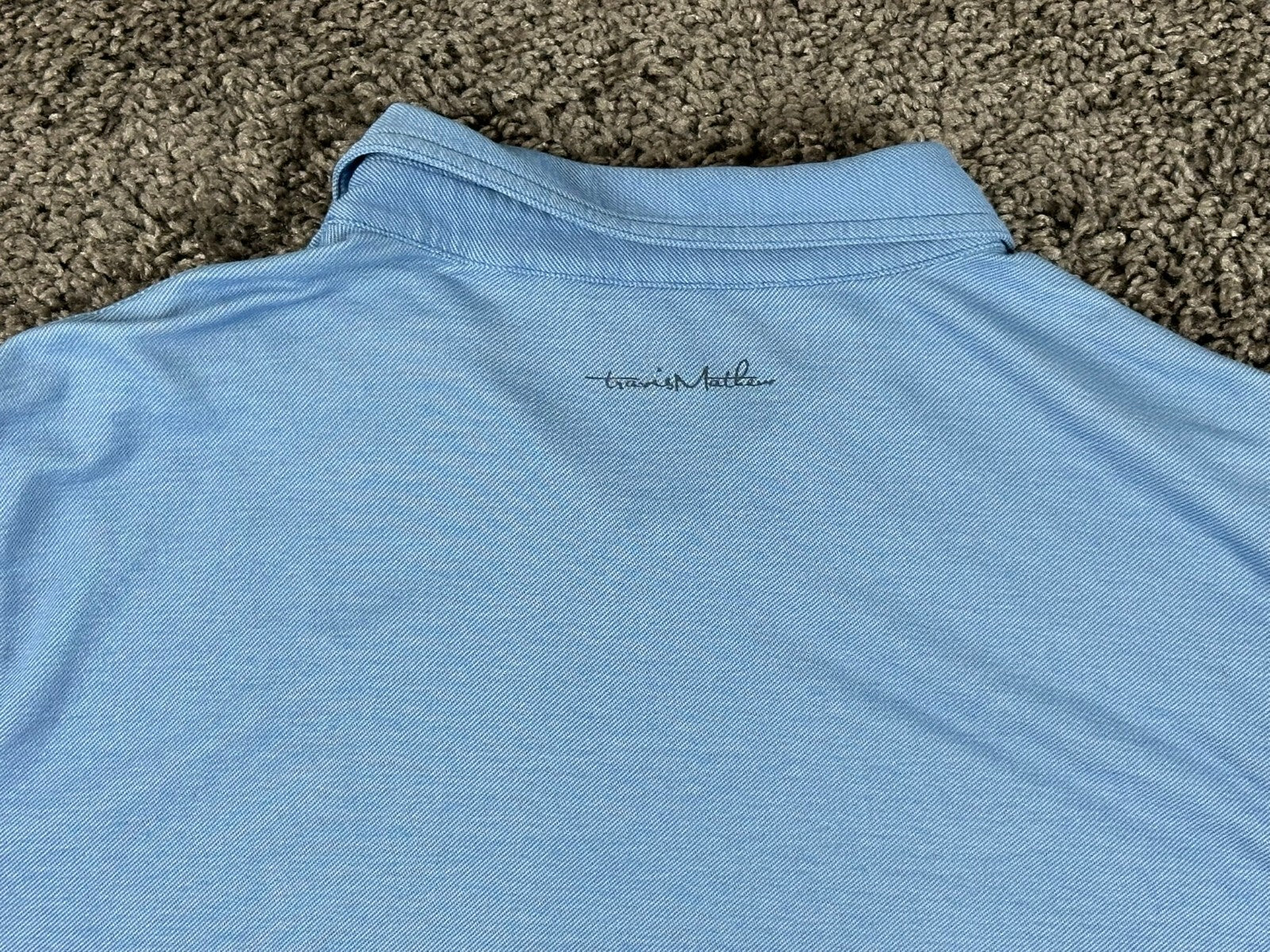 TravisMathew Polo Shirt Men Blue Pima Cotton Stretch Cranwell Golf Resort Sz L