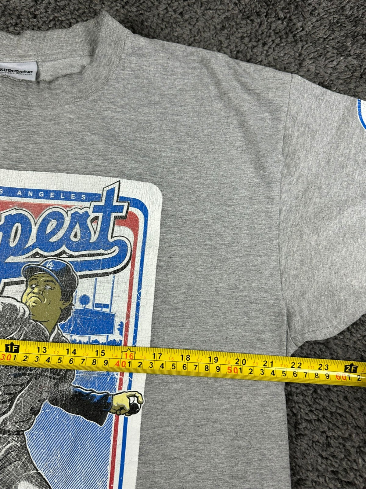 Streetwise Mens XL Gray LA Dopest Fernando Valenzuela Baseball T-Shirt