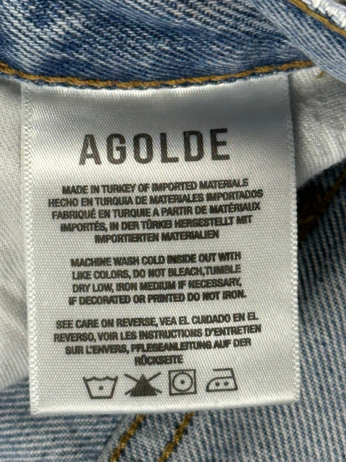 AGOLDE Womens 23 Riptide Lana Straight Leg Distressed Organic Cotton Jeans