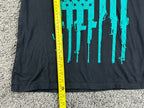 Grunt Style Black Teal Rifle Flag Graphic T Shirt 2nd Amendment USA Sz Youth XL