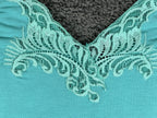 Natori Womens M Teal Floral Embroidered Chemise Slip Dress Nightgown