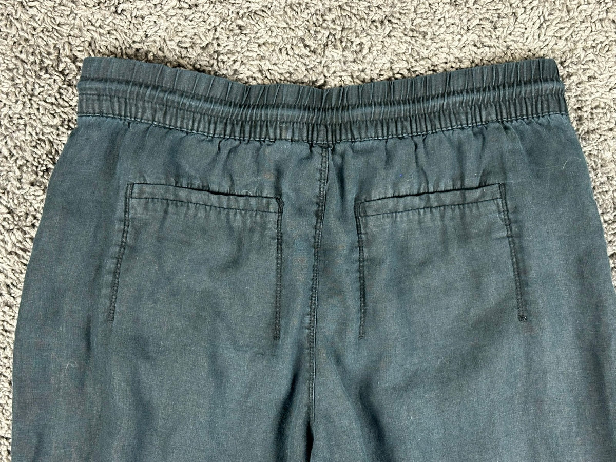 Athleta Womens Medium Black 100% Linen Pull On Jogger Pants Casual Trousers