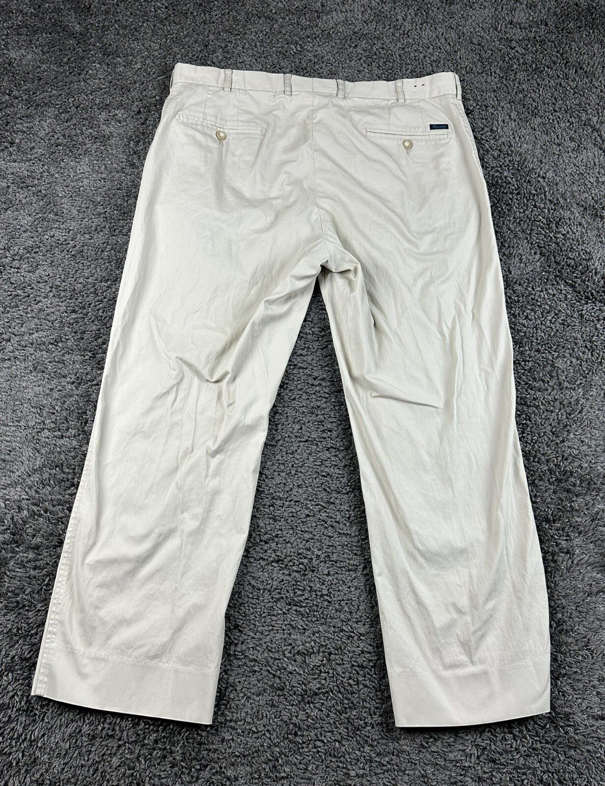 Faconnable Mens Chino Pants Flat Front Beige Tan Cotton Stretch Trousers Sz 38