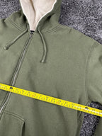 J. Peterman Mens XL Olive Green Full Zip Sherpa Lined Hood Sweatshirt Hoodie