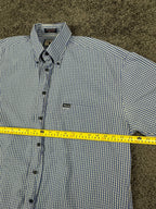 Vintage Façonnable Mens L Blue Plaid Short Sleeve Shirt USA