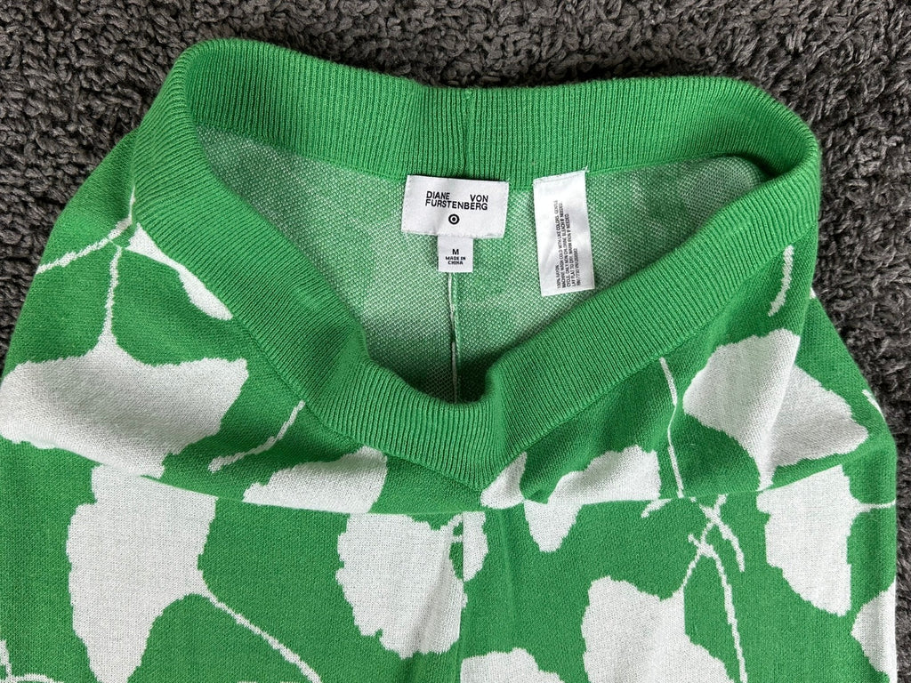 Diane von Furstenberg Womens M Green Ginkgo Sweater Knit Flare Pants
