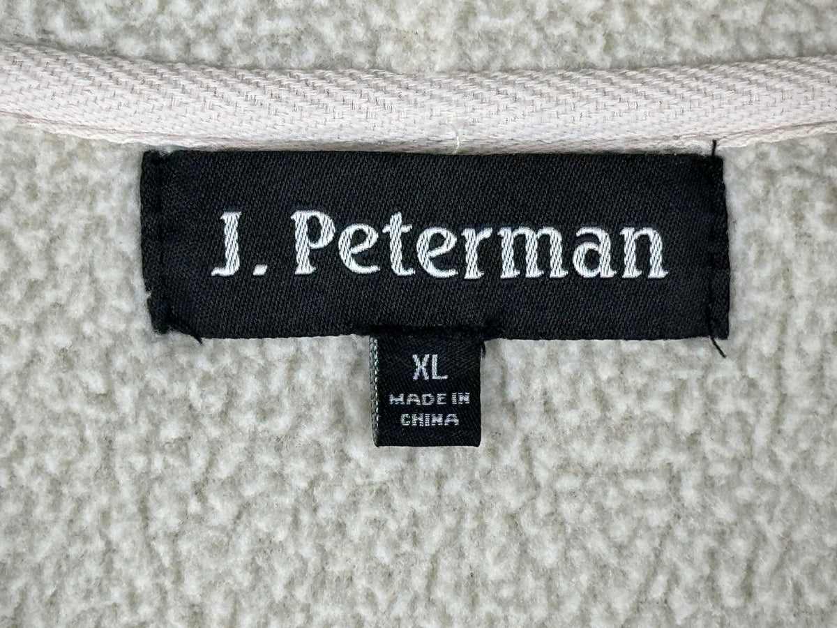 J. Peterman Mens XL Olive Green Full Zip Sherpa Lined Hood Sweatshirt Hoodie