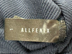 Allfenix Womens Ribbed Boxy Crop Zip Hoodie Navy Blue O-Ring Athleisure Large L
