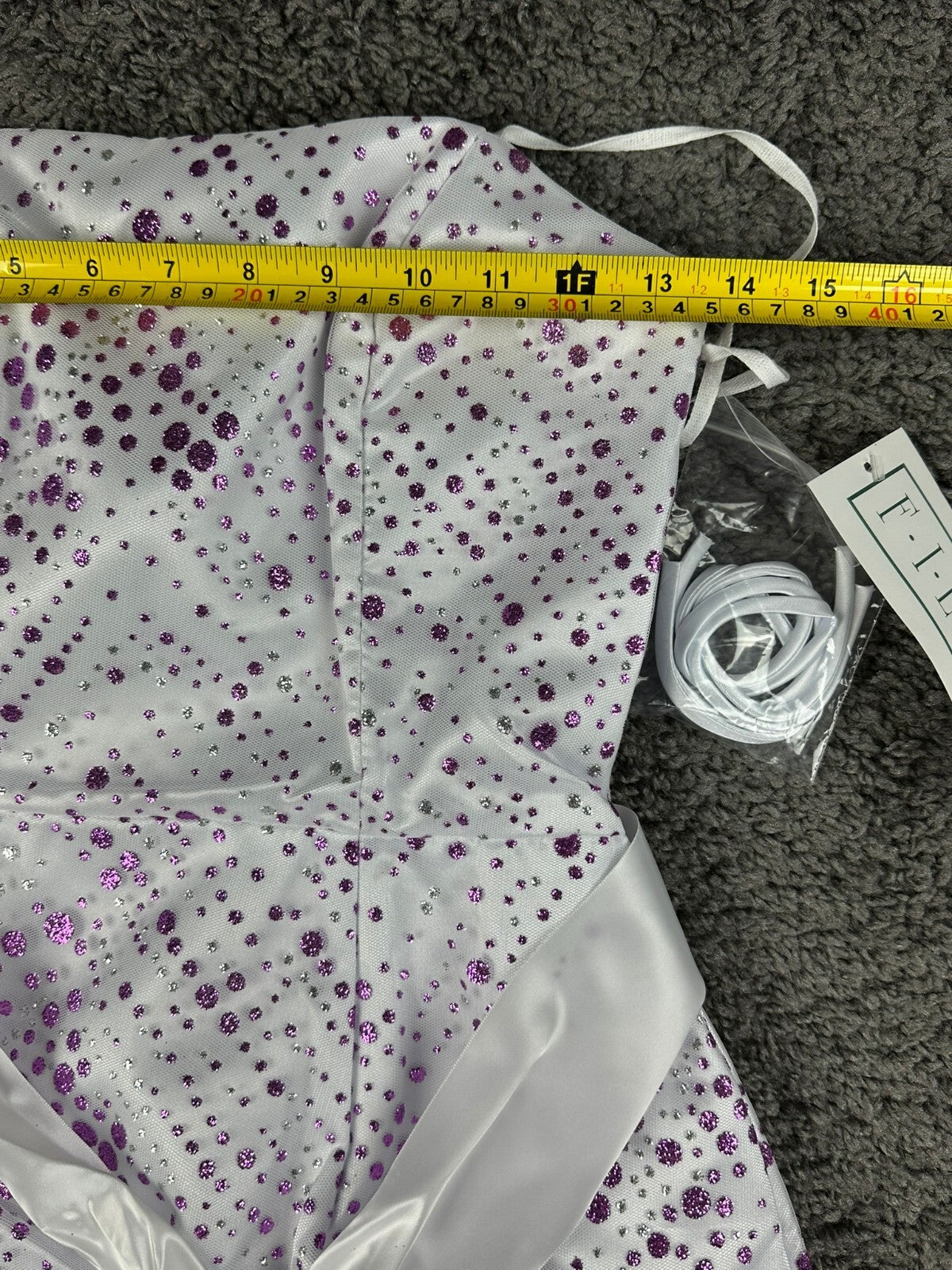 NWT Fiesta Womens XS White Purple Glitter Bubble Dress Y2K Sz XS